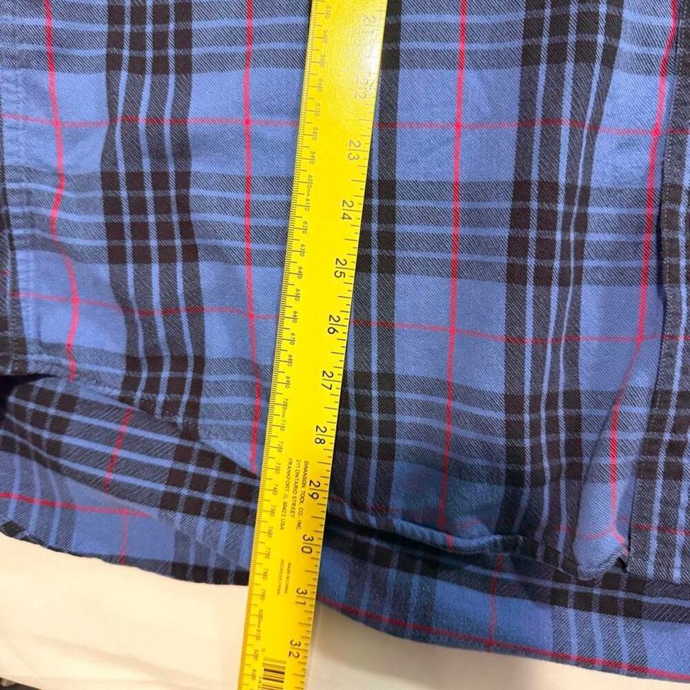 L.L.Bean Flannel Shirt Mens L-TALL Blue Black Red Plaid Traditional Fit - Picture 4 of 6